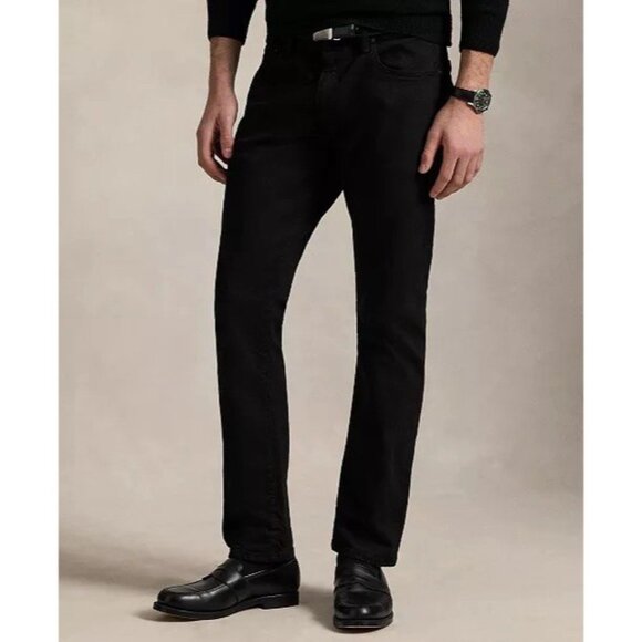 Polo Ralph Lauren Denim Stretch Jeans Men’s 40x30 Varick Slim Straight Black - Picture 1 of 10